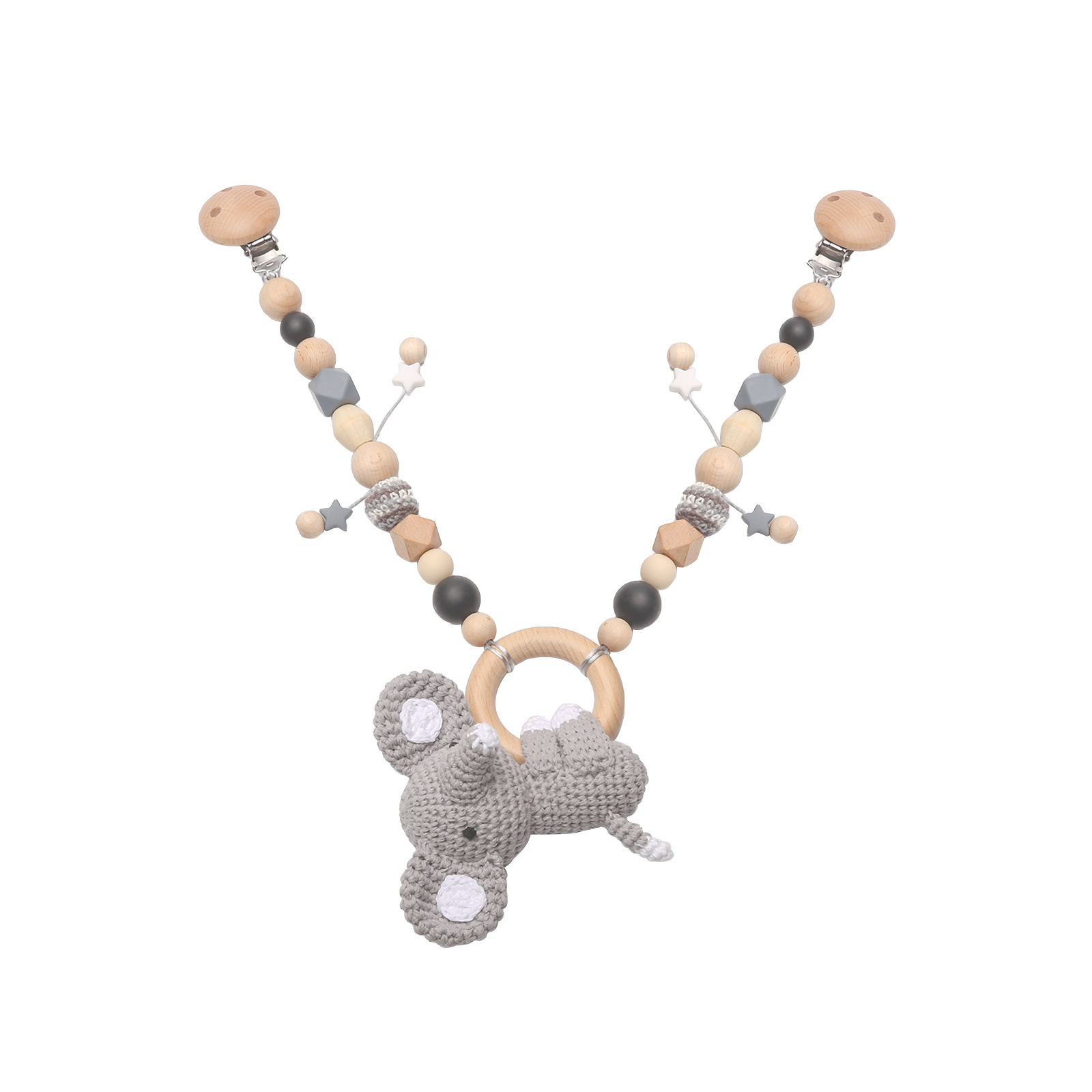 Cadena de cochecito recién nacido bebé adornos de cabecera pulsera animal hecho a mano diy chupete clip cuna cochecito cadena