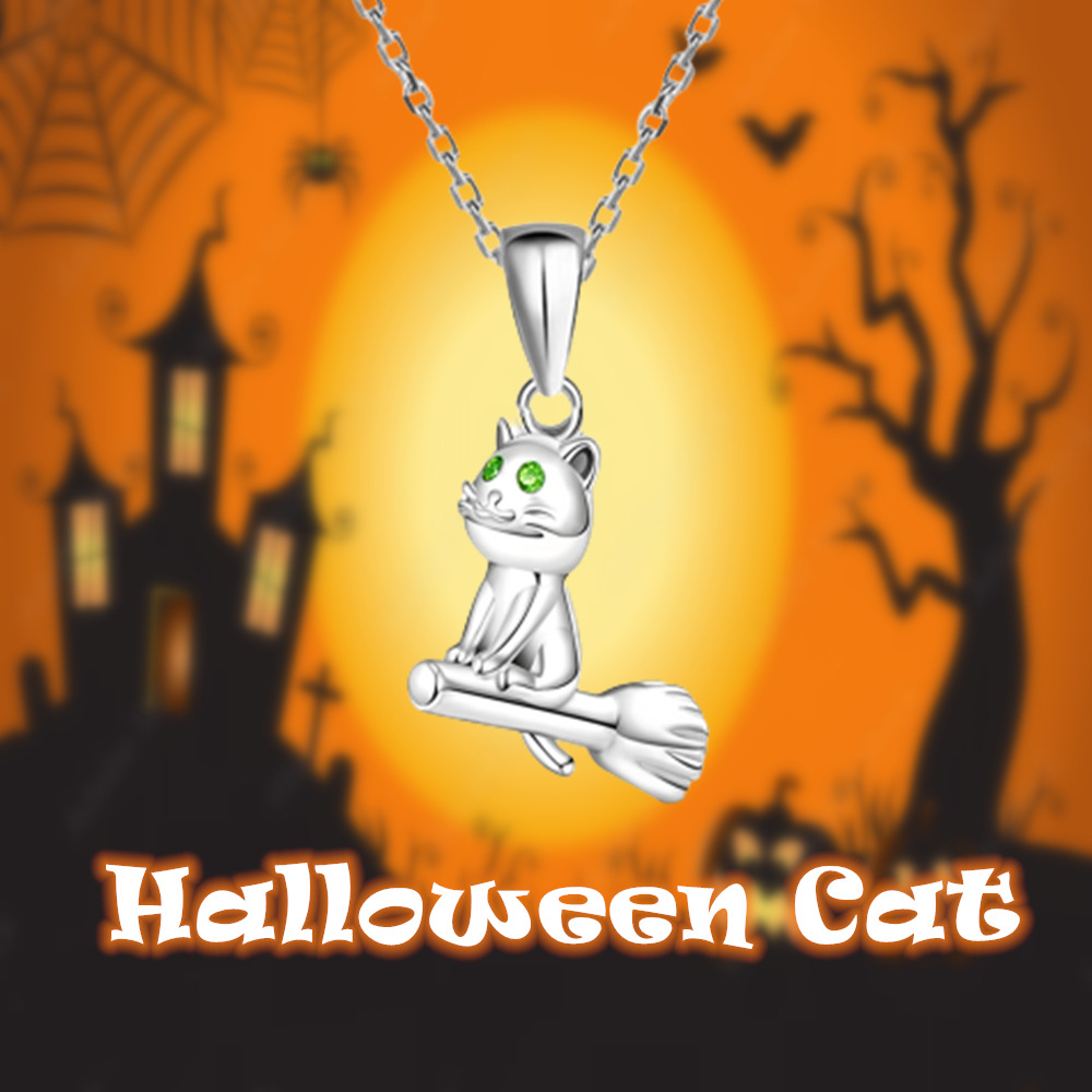 Collana con ciondolo a forma di gatto magico alla moda, accessori per gioielli da compleanno per ragazze, regalo di Halloween_voghion.com