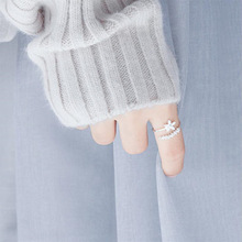 韩版森系时尚文艺白色花朵戒指女开口可调甜美小清新气质流行指环