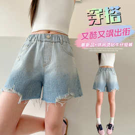 女童夏装2026新款洋气儿童韩版夏季短袖牛仔裙裤套装跨境短裙装潮