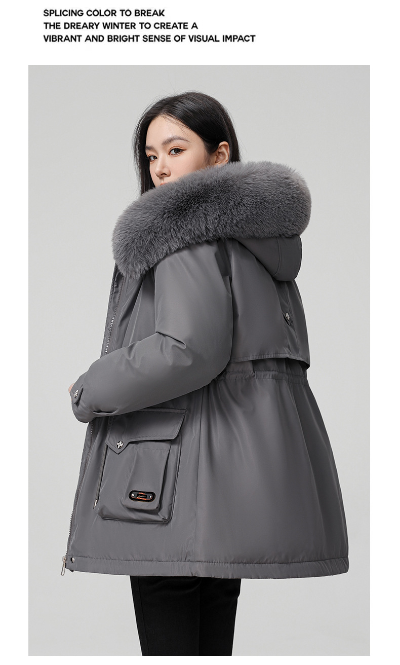 Cross border clothing with padding thickening to overcome women's short 2024 winter new style big fur collar slim fit_voghion.com