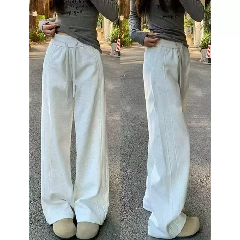 网红同款深灰色运动裤女2025早秋款窄版阔腿裤显瘦休闲宽松卫裤