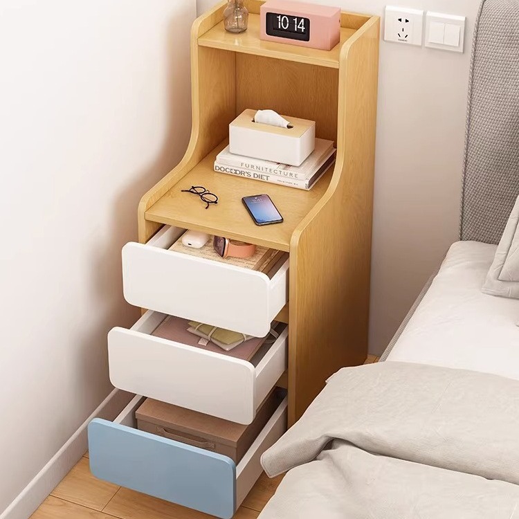 Mesita de noche simple moderno pequeño armario ultra estrecho simple mesita de noche mini armario de almacenamiento rack de almacenamiento para sala de alquiler