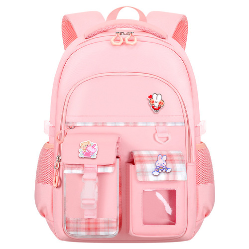  new plaid primary school bag, women's burden-reducing spine-protecting large-capacity high-quality children's backpack 1-6