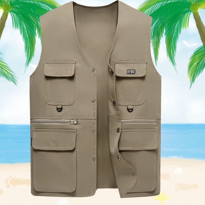 포켓 지퍼 얇은 조끼#:【카드 그】