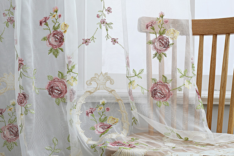 Fertiger amerikanischer bestickter Vorhang, halbverdunkelnd, für Wohnzimmer/Schlafzimmer/durch die Gardinenstange_voghion.com