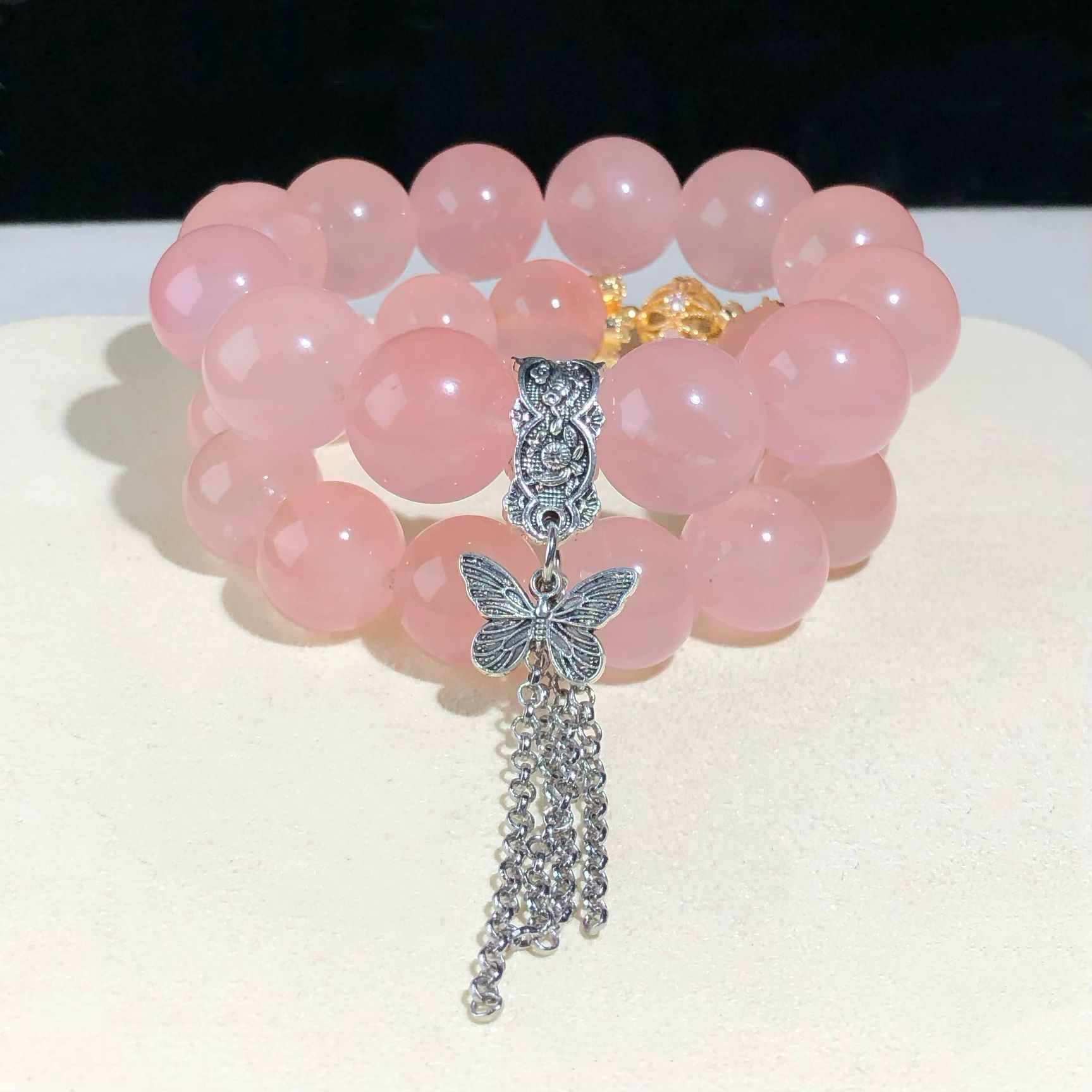 High Color Retention Crystal Accessories Retro Style Xizang Silver Alloy Butterfly Flower Pendant Tassel Spacer Beads DIY Jewelry