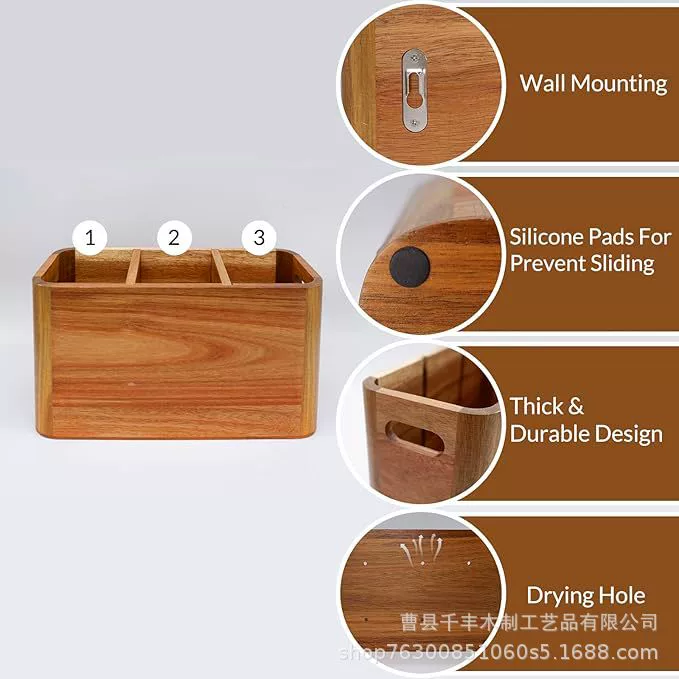 Wooden storage box for home use, kitchenware from natural wood
