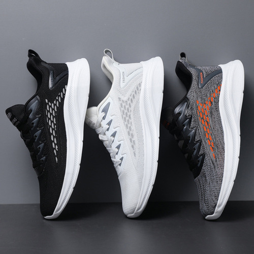  New Spring Flyknit Breathable Air Cushion Men's Shoes Lightweight Comfort Running Shoes Trendy Versatile Sports Shoes