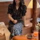 2024 Summer new French retro Hepburn style small black dress elegant gentle style slimming chiffon floral dress