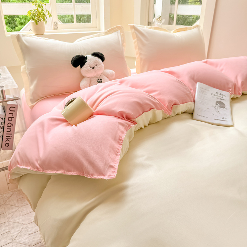 Washed Brushed Bedding Set For Student Dormitory Cotton Single_voghion.com