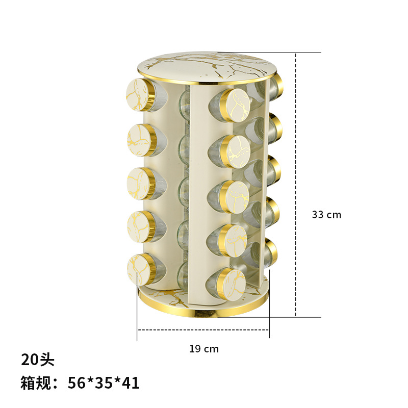 Caja de condimentos multifuncional de cocina Estante de múltiples capas redondo con patrón de mármol completo Estante de condimentos giratorio de acero inoxidable