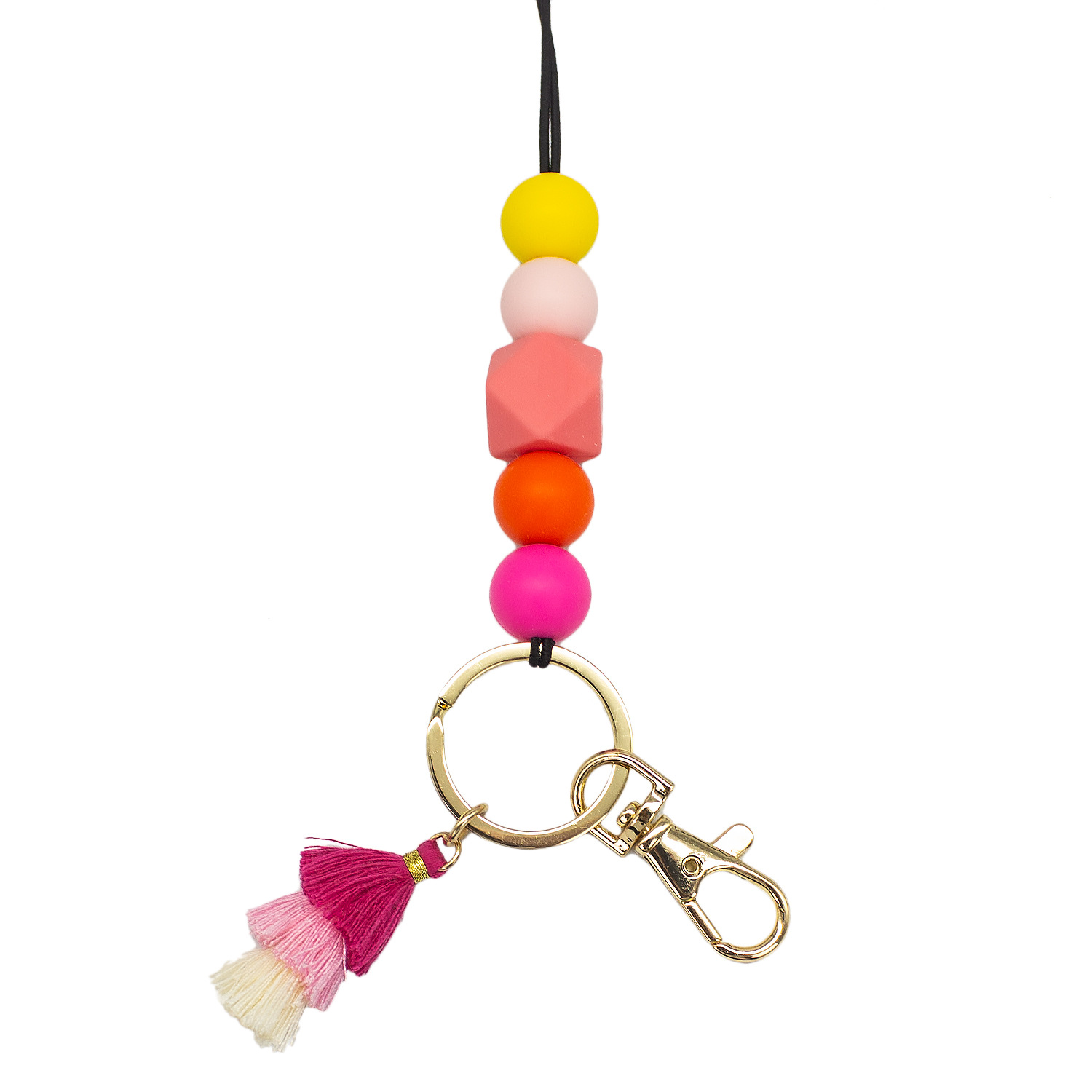 Cordón de cuentas de silicona de dibujos animados collar de goma suave Estudiante Adulto fiesta universal colgante borla cordón llavero