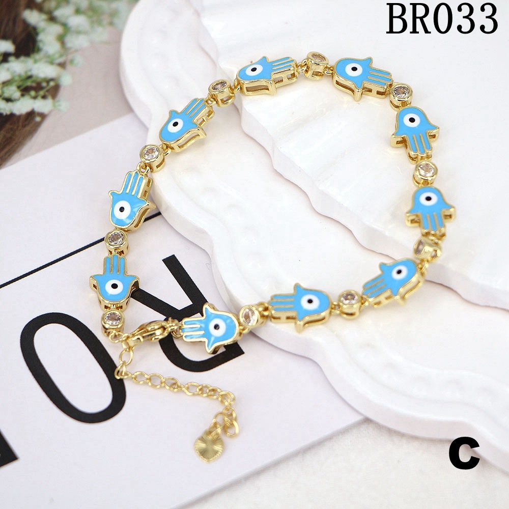fashion color drip enamel inlaid zircon palm demon eye bracelet