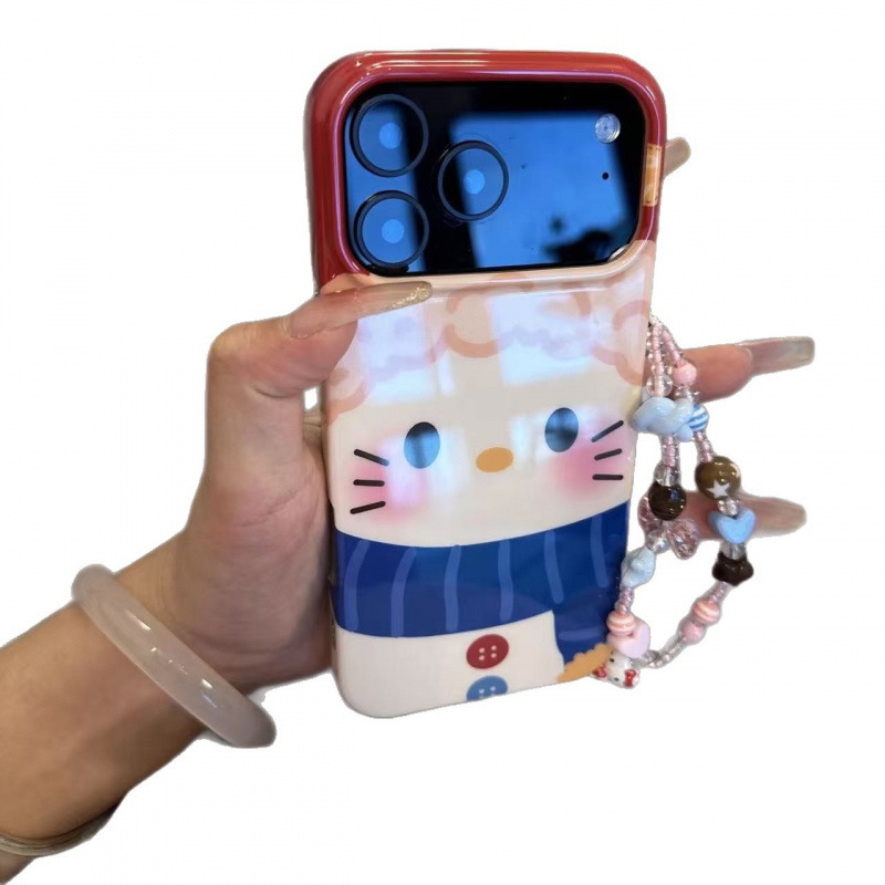可爱卡通大脸围巾KT猫链条适用iPhone17promax苹果16手机壳15新款|undefined