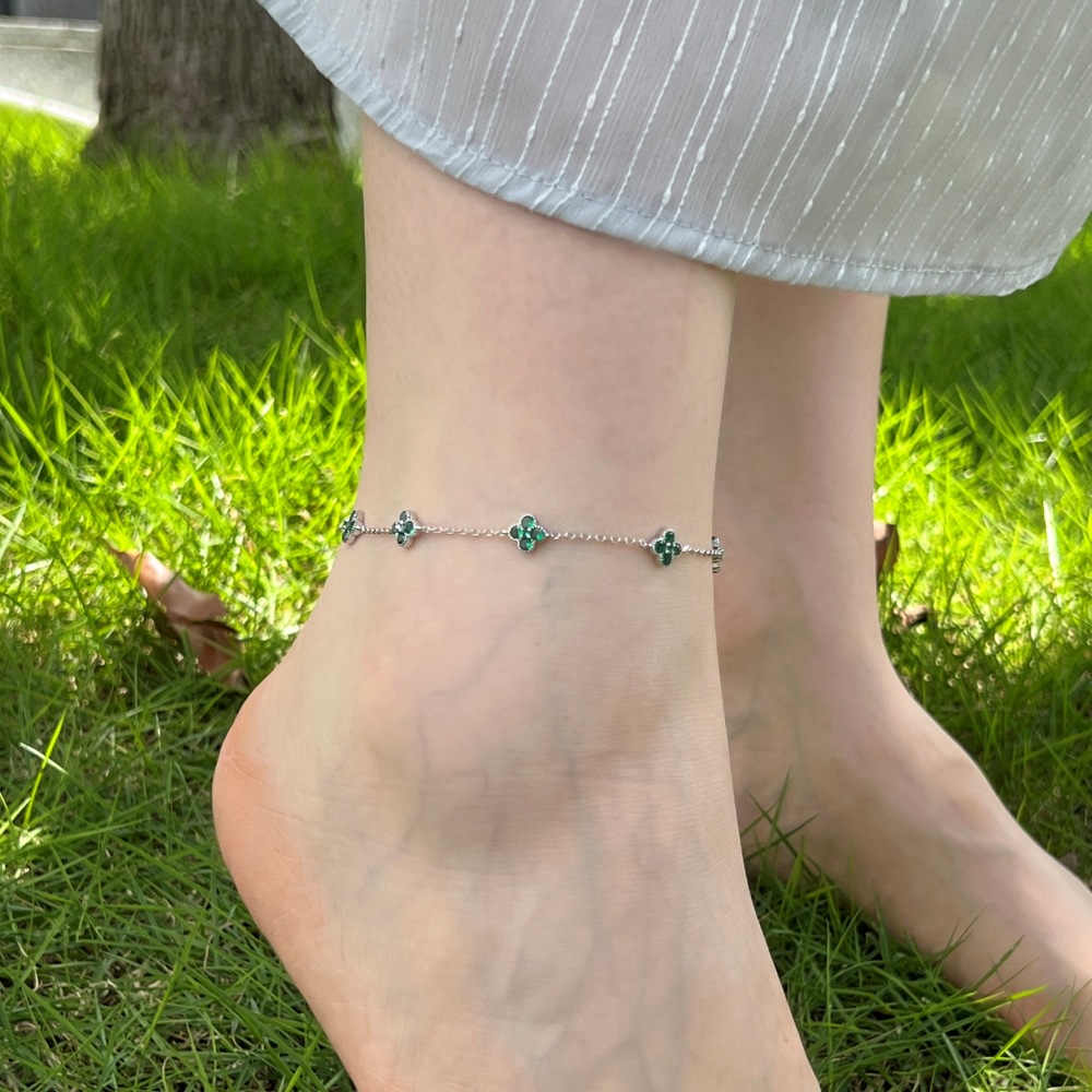6g Weight Zircon Inlay Material Anklet Classification 1 Piece Quantity Holiday, Wedding, Daily Occasion 925 Sterling Silver Material Flower Pattern Women's Gender Inlay Design Elegant, Simple Style Style Wholesale Jewelry Elegant Simple Style Flower 925 Sterling Silver Zircon Inlay Anklet 4