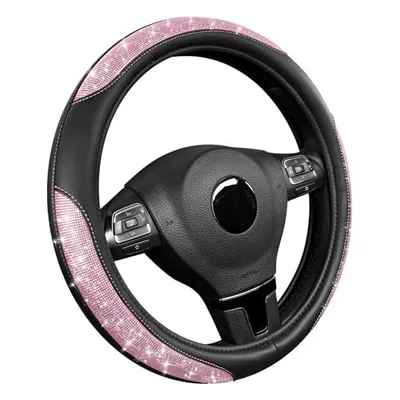 snug fit, non-slip, wear-resistant car – Steering wheel cover - shimmering-light-pink-38cm