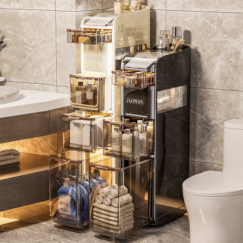 Bathroom Sandwich Cabinet Movable Living Room Toy Wash Storage Cabinet Bathroom Toilet Storage Side Cabinet Storage Rack