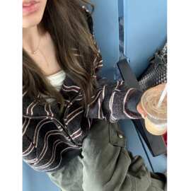 ASHENONLINE 野莓甜甜圈 美式复古条纹卫衣设计感连帽外套开衫女
