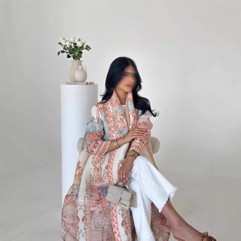 Issey Miyake Pleated Cross-Border Foreign Trade Hot-Selling Spring and Autumn Trench Coat, Commuter Jacket, Cape, Printed Trench Coat