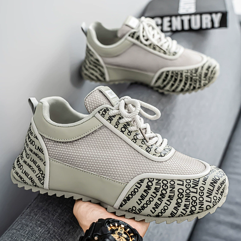 Европейская мужская обувь, новая летняя спортивная повседневная обувь с дышащей сеткой и увеличивающими рост буквами, модная обувь для пап