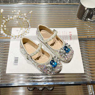 Girls Princess Shoes 2025 Spring New Rhinestone Style Little Girls Beanie Shoes Non-Slip Breathable Baby Girl Scoop Shoes
