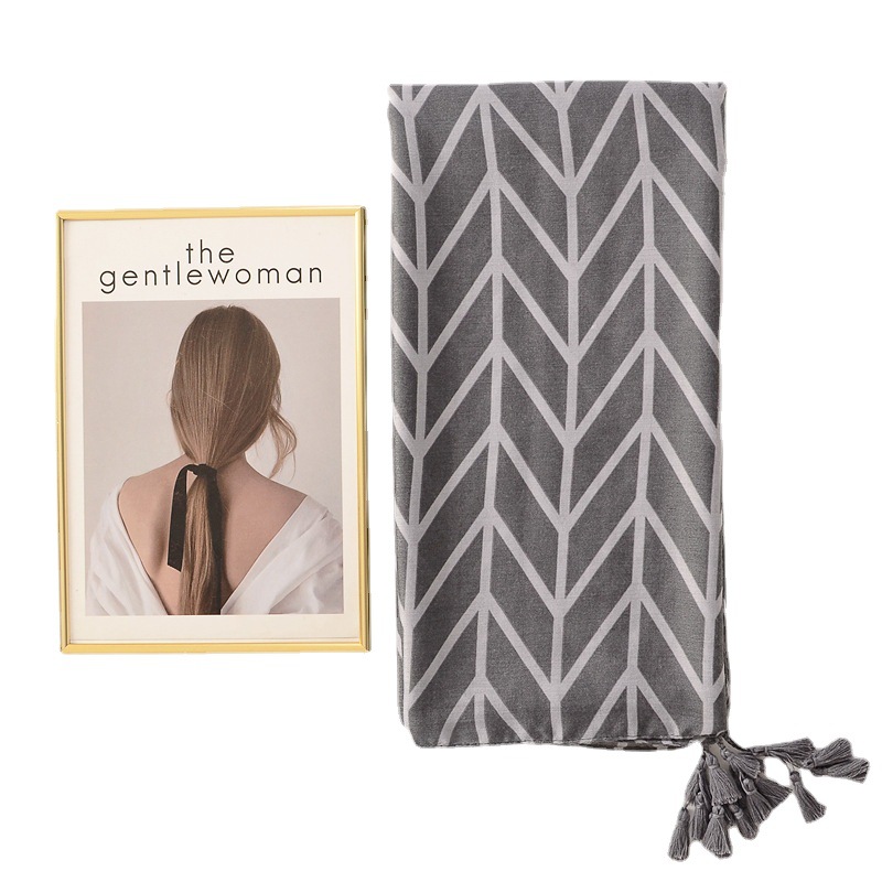 Fresco todo partido de moda planta tropical hoja vena viaje protector solar Toalla de playa aire acondicionado chal bufanda de algodón y lino para mujer