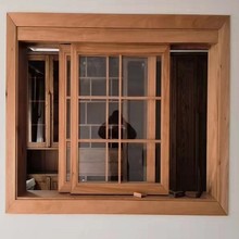 实木窗户老榆木做旧复古门窗上翻折叠窗中式平推木窗奶茶店窗框
