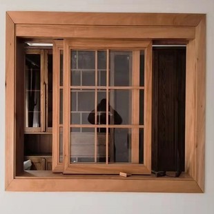 Solid Wood Windows, Old Elm Wood, Retro Doors and Windows, Flip-Up Folding Windows, Chinese-Style Flat Sliding Wooden Windows, Milk Tea Shop Window Frames