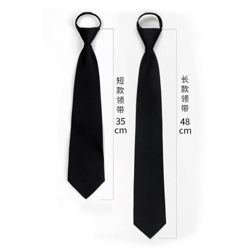 Black tie with zipper for men and women