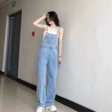 牛仔背带裤女2024春秋季新款高腰显瘦直筒窄版阔腿裤减龄连体裤冬
