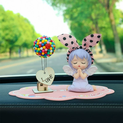 High-End New Accessories for Women: Car ornaments - purple-anne-flying-house-balloon-pink-lucky-mat