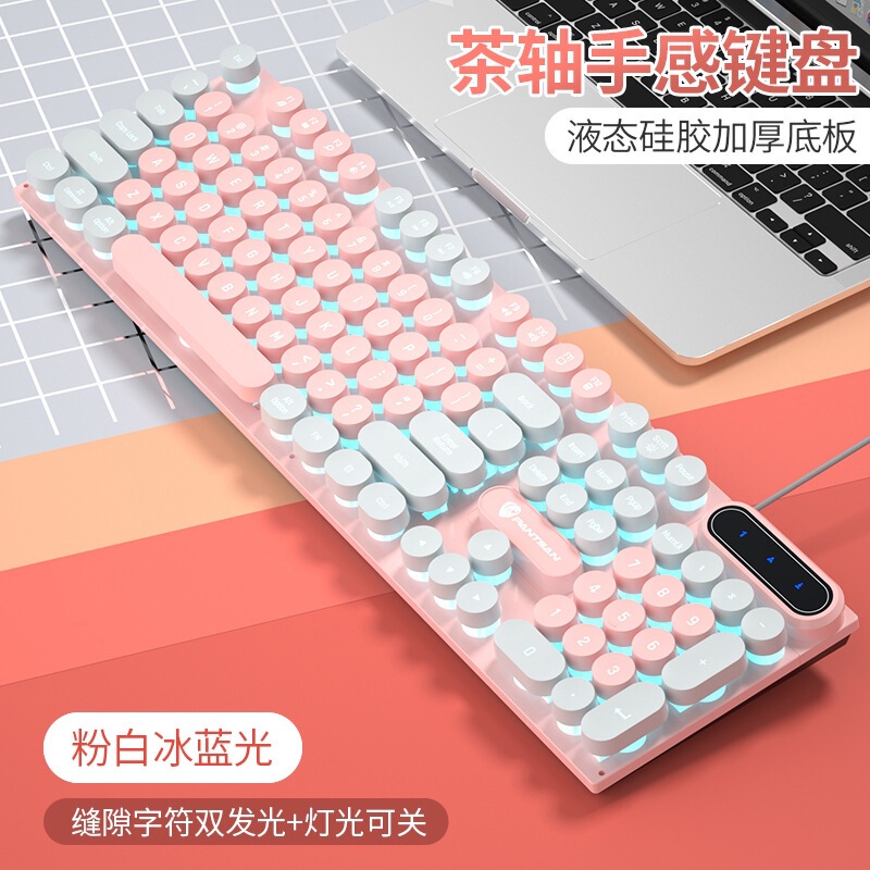 新しい PT100 ニュートラル パンク パンサー マウス フィール メカニカル 発光セット 有線キーキャップ キーボード ラウンド|undefined