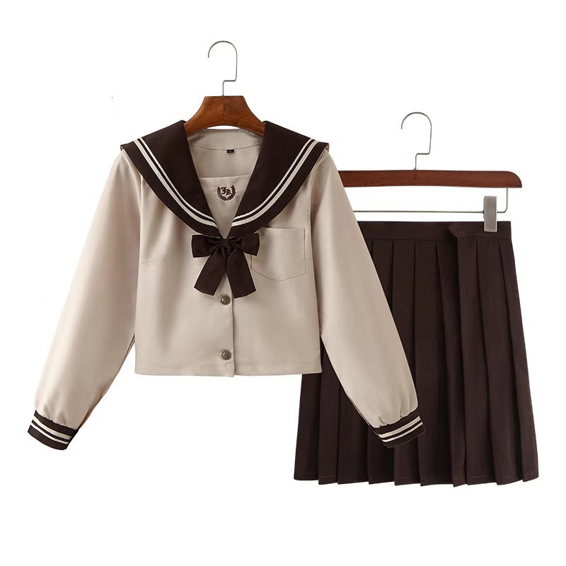 直销日系正统jk制服奶茶二本水手服学院风春秋长袖jk百褶裙套装