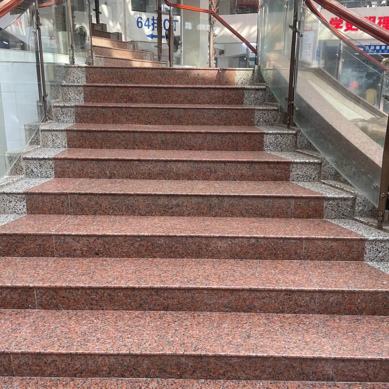 Marble Granite Stone Chinese Red Stair Steps Floor Tiles Fire Polished Pedal High Hardness Stone