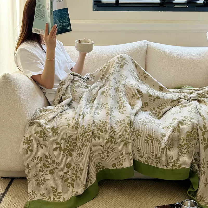 跨境多功能竹棉双层纱布盖毯单人可机洗毛巾被办公室午睡毯空调被
