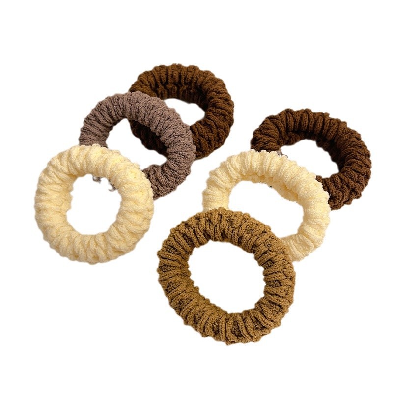 Cuerda para la cabeza de alta elasticidad y duradera para las niñas con un anillo para el cabello de cola de caballo alto para las mujeres 2025 nueva cuerda para el cabello de felpa de otoño e invierno ensanchada y engrosada