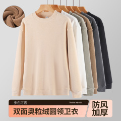 秋冬卫衣双面奥粒绒加厚圆领卫衣宽松圆领宽松休闲卫衣现货批发