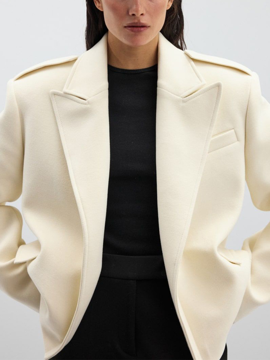 Abrigo de Lana Estilo Traje para Mujer de Poliéster, Nylon y Lana Corte Holgado de Manga Larga para Otoño e Invierno