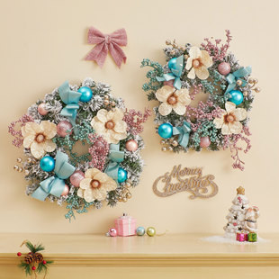Flocked Encrypted Christmas Garland Christmas Decorations Rattan Circle Door Hanging Wall Hanging Hotel Window Decoration Scene Layout