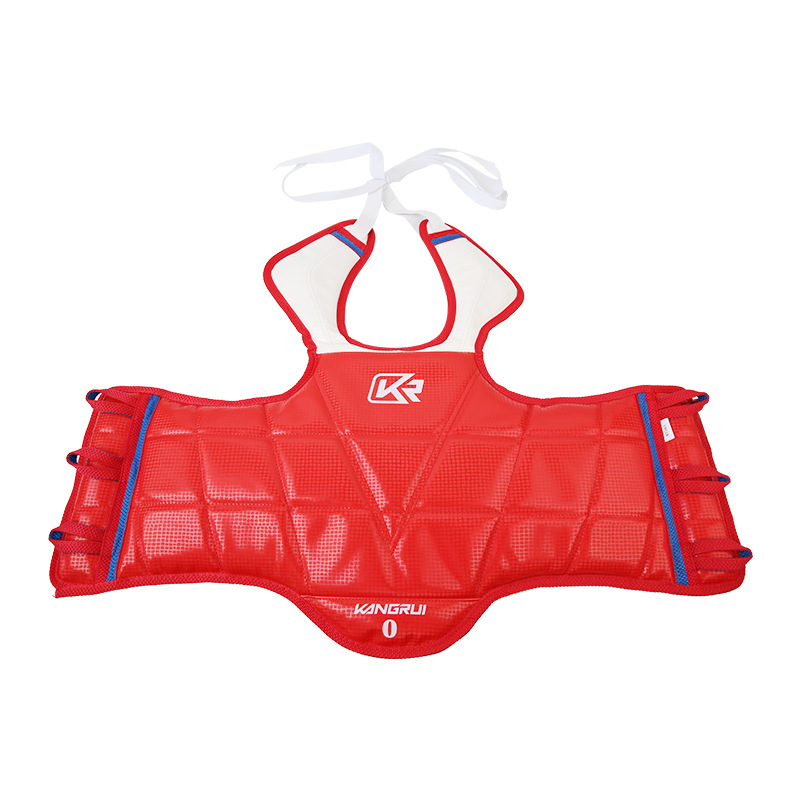 Kangrui taekwondo protección del pecho hebilla de doble cara protección del pecho hebilla adhesiva protección del pecho PU engrosada protección del pecho entrenamiento competencia equipo de protección