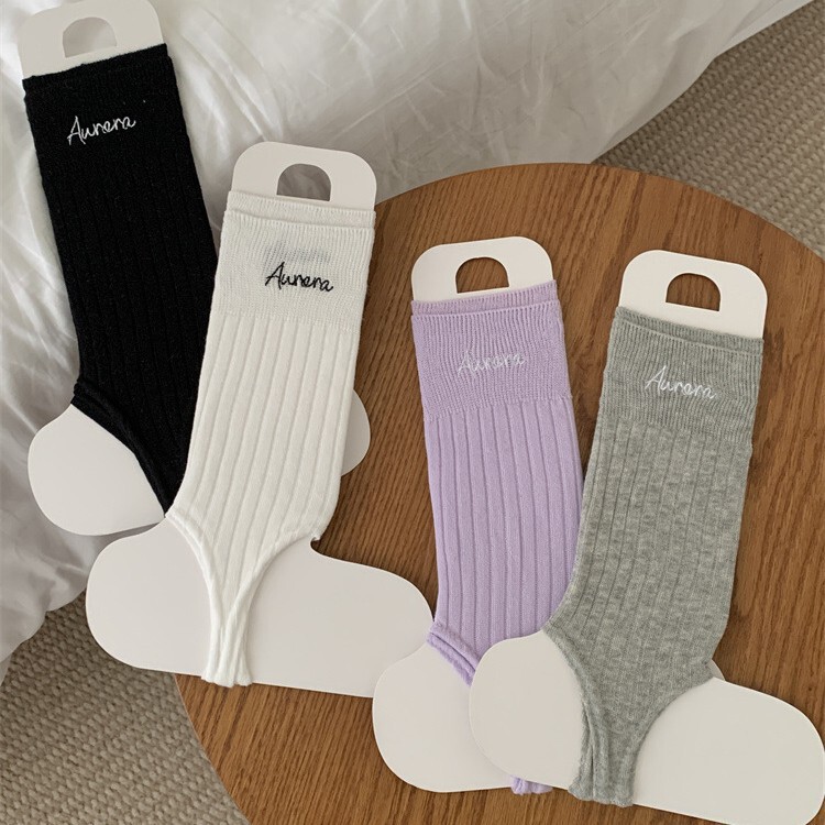 Spring and Summer Thin Leg Warmers, Solid Color, Simple Blogger Style, Ins-Style Mid-Tube Women's Socks, Korean Style Embroidered Footless Socks Spring and Summer Thin Leg Warmers, Solid Color, Simple Blogger Style, Ins-Style Mid-Tube Women's Socks, Korean Style Embroidered Footless Socks