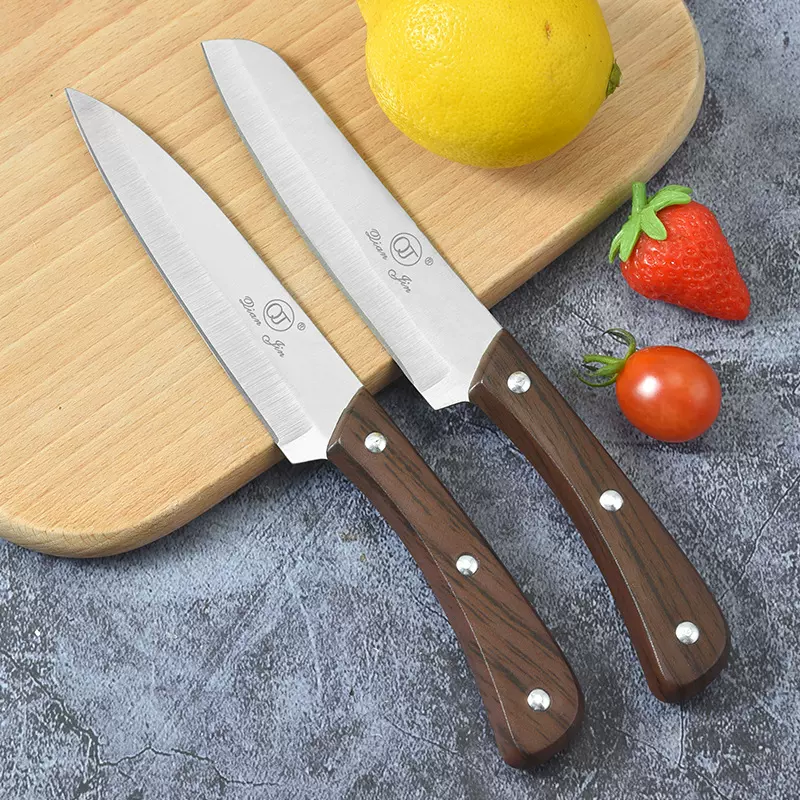 不锈钢5寸仿木纹柄水果刀家用瓜果削皮刀香蕉苹果去皮器厨房刀具