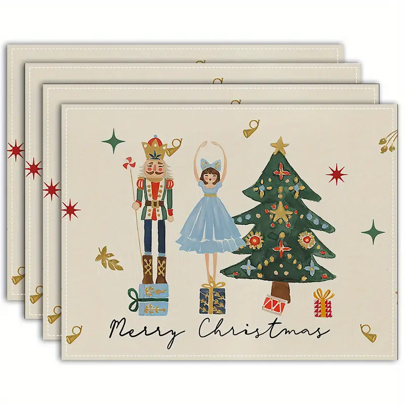 Transfronterizos lino almohadilla de mesa Aliexpress TEMU Amazon almohadilla de mesa cuadrada búfalo rojo almohadilla de Navidad Día de la Independencia