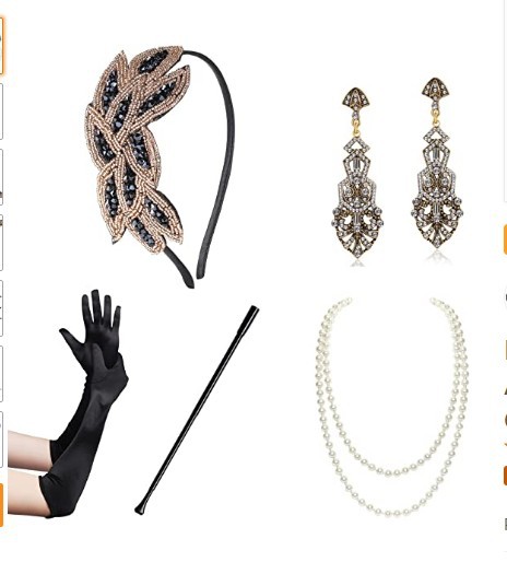 1920s accesorios diadema collar guantes cigarrillo clip bafle Ropa Accesorios Halloween banquete joyería del partido