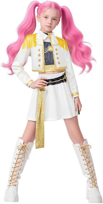 2025亚马逊新款女孩恶魔猎人服装搭配流行歌手3D印花女装童装套装|undefined