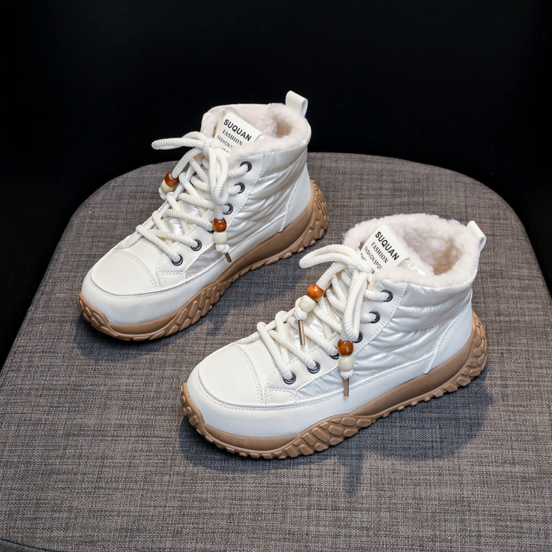 K5205 Snow Boots For Women 2025 New Winter Fleece Lined Thickened High Top Thick Sole Versatile Northeast Warm Cotton_voghion.com