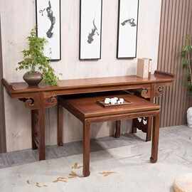 新中式老榆木客厅条案仿古中式小玄关桌中堂四件套实木神台佛台