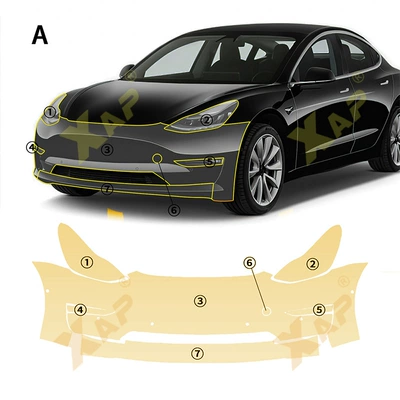 Cross-border exclusive for Tsela model3 TPU anti-yellowing anti-scratch anti-fouling self-healing transparent protective film (Automotive Film) - tpu-transparent-protective-film-model-3-front-bumper-tpu-protective-film