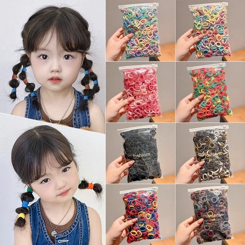 Children's Colorful Thumb Hair Tie for Little Girls, Elastic Hairband, Non-Damaging for Baby Hair, Hair Accessory